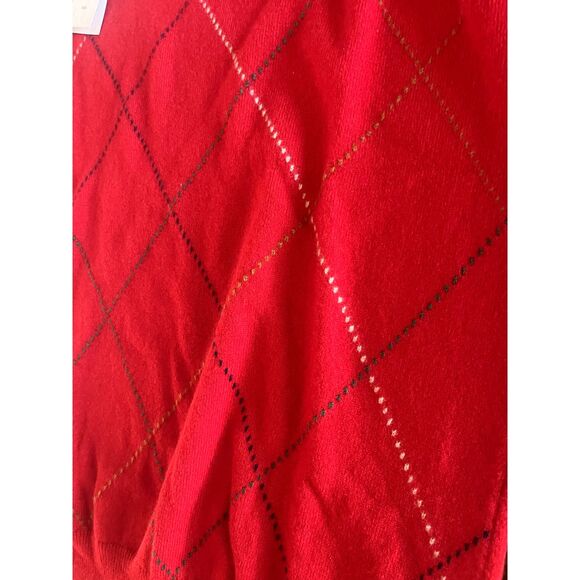 NWT Maus Hoffman Mens 100% Scottish Cashmere Sweater L Red Argyle Luxury Holiday - Picture 3 of 13